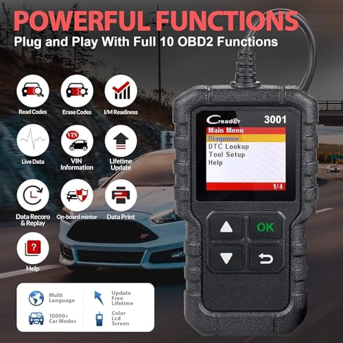 LAUNCH Creader 3001 OBD2 Scanner, Engine Fault Code Reader Mode 6 CAN Diagnostic Scan Tool for All OBDII Protocol Cars S - Additional View