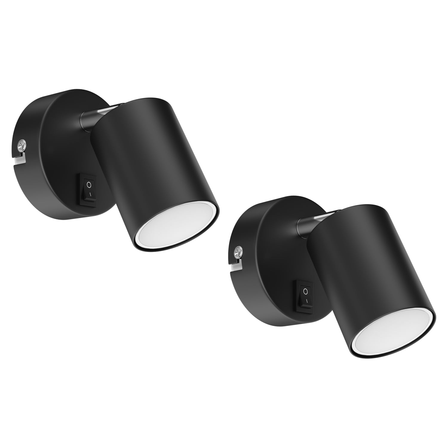ledscom.de 2X wall spot WAIKA with Switch Black matt GU10 LED lamp White 3-Step dimming: max. 609lm Each