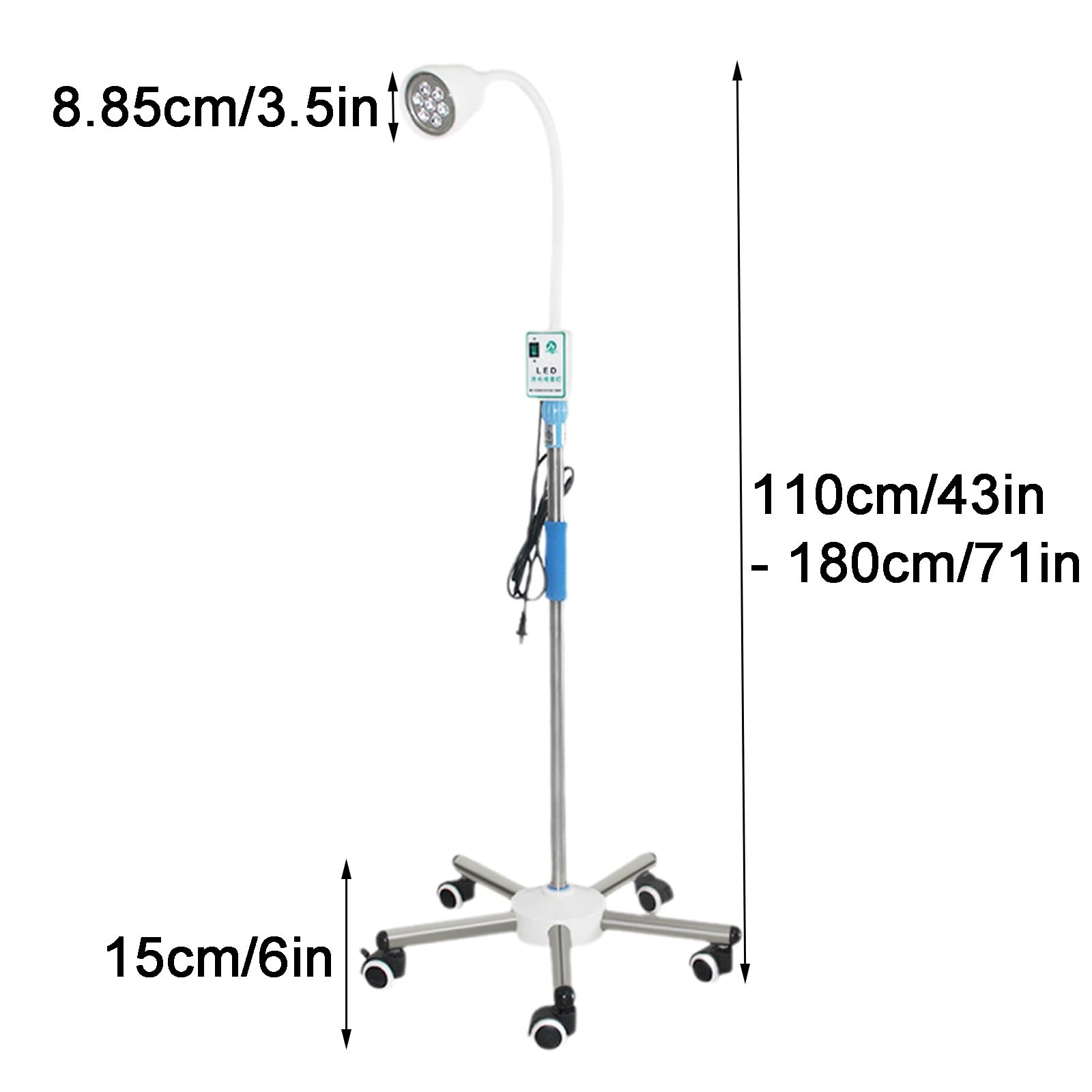 Dimmbare LED-Untersuchungsleuchte für die Gynäkologie – Mobile Operationsleuchte mit Rollfuß für medizinische Eingriffe, ideal für Kliniken und Krankenhäuser, einstellbare Helligkeit