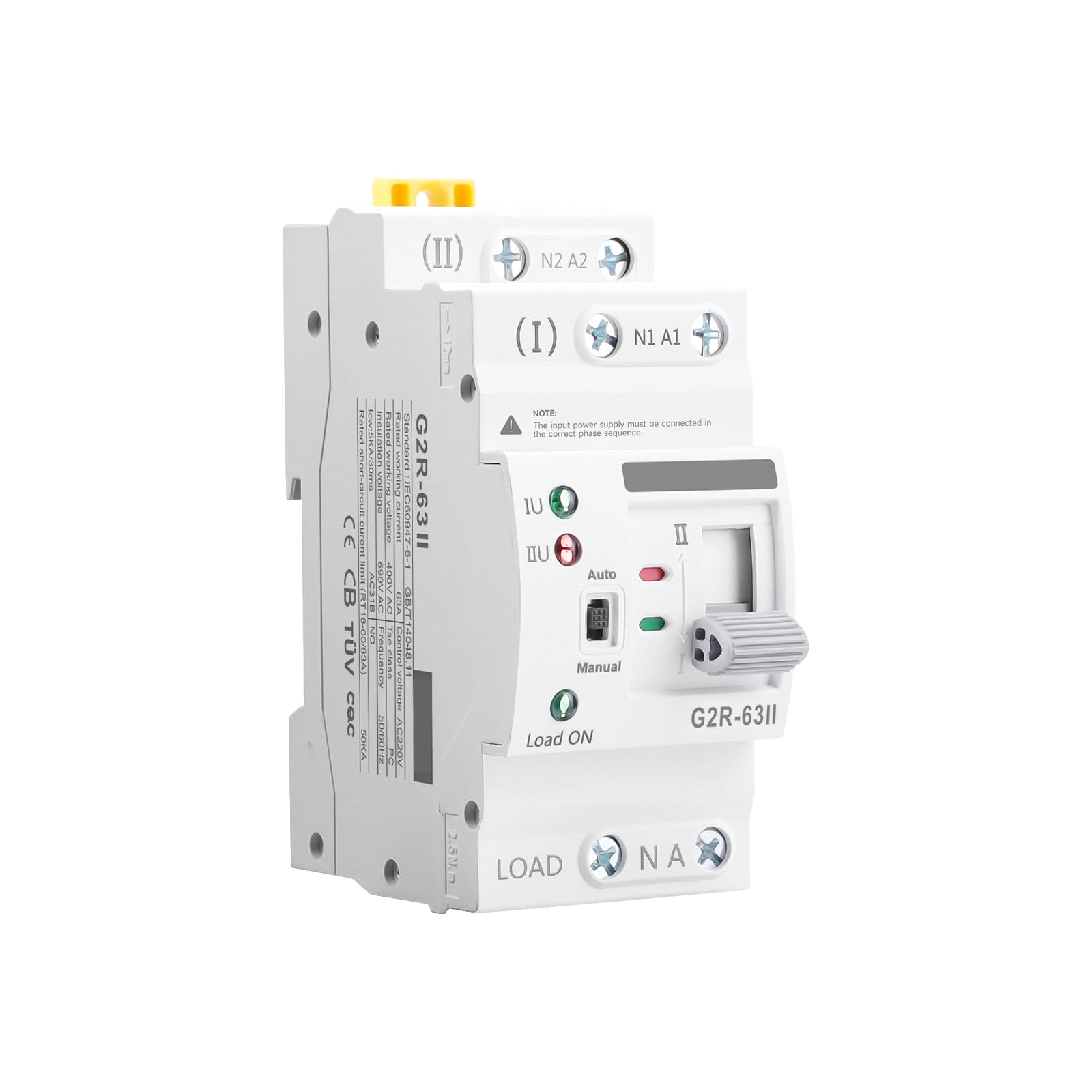 Netzvorrangschaltung Dual Power Automatic Transfer Switch 2P 63A 220V ATS Photovoltaico Schalter 2 Positionen Notstrom Umschalter Doppelspeisung