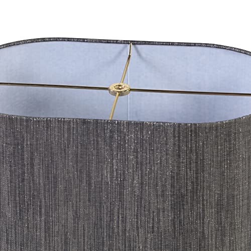 Image of Aspen Creative 37003 Contemporary Oval Hardback Shaped Spider Construction Lamp Shade in Dark Sliver Grey, 15 1 /2 inch wide (9 inch + 15 1 /2 inch) x (9 inch +x 15 1 /2 inch) x 11 inch