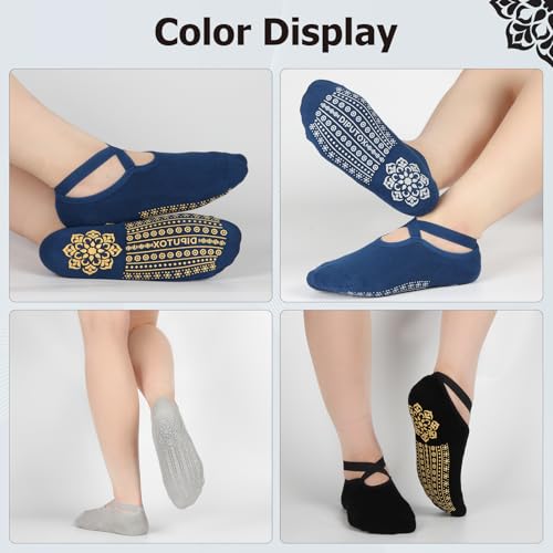 Yoga Socks with Grips for Women - Non Slip Pilates Socks with Grippers on Bottom, Grippy & non skid Barre Hospital2