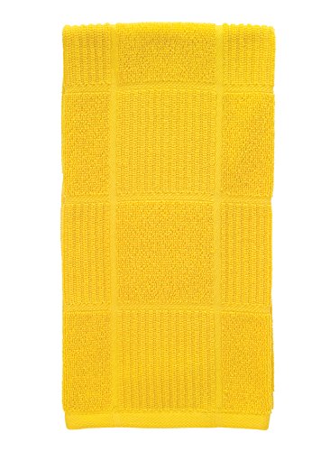 T-Fal Textiles 10943 Solid Color Parquet Design 100-Percent Cotton Kitchen Dish Towel, Lemon, Single