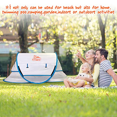 FITNATE Baby Beach Tent, Portable Baby Travel Tent UPF 50+ with Moisture-Proof Pad Infant Sun Shelters Pop Up with Storage Bag,2 Pegs for Outdoor and Indoor Use