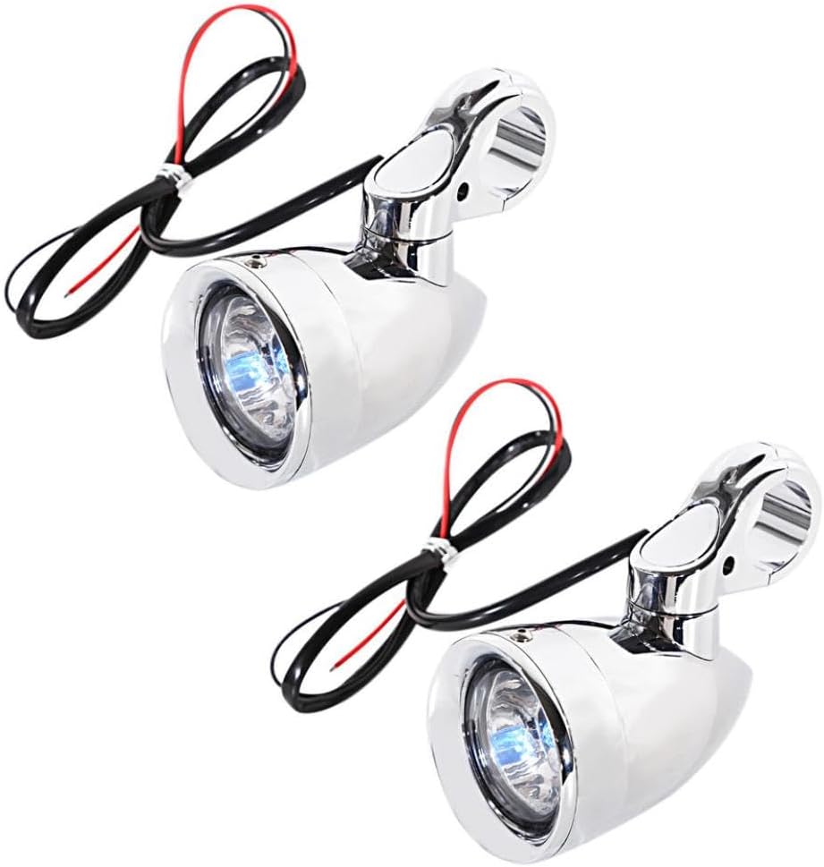 Universal Motorcycle Auxiliary Light Kits 1 1/4 32mm Compatible With Sportster Touring Street Road King 883 1200 Engine Guards(Chrome)