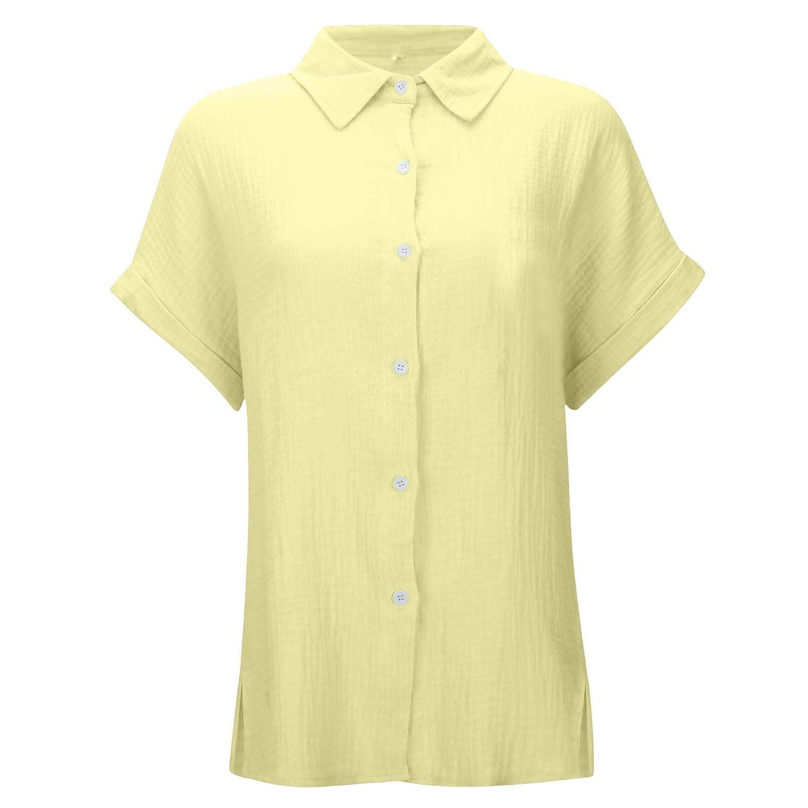 Camisa con botones para niña monocolor manga corta transpirable