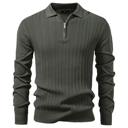 Pull en tricot manches longues homme pull hiver chaud décontracté col zippé automne