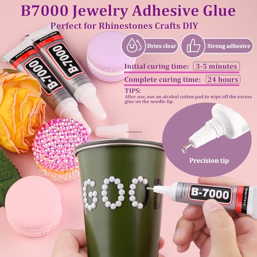 Image of 25000Pcs Resin Rhinestones for Crafting, White 2-6mm Mixed Sizes Non Hotfix Flatback Gems with 1Pcs Glue, Bedazzling Crystal for DIY Craft Clothing Mugs Tumblers Shoes Fabric Decor Nail Art