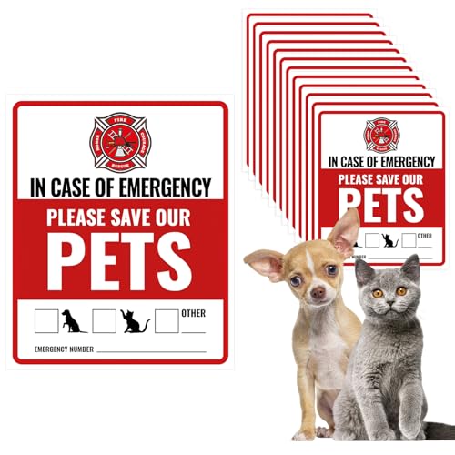 Femeng 12Pcs Pets Inside Fire Rescue Sticker - 12x10cm Emergency Pet Alert Safety Decal for Doors Vinyl Adhesive Firefighter Warning Sign for Home (Rescue Retriever)