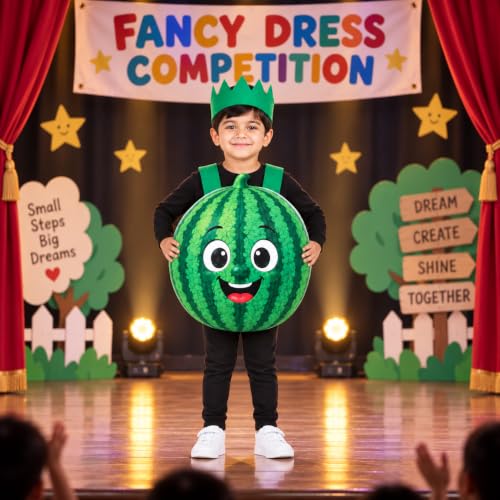 Image of Raj Costume Kids Fruit & Vegetable Fancy Dress Costume | Soft Felt Fruit and Vegetable Cutout Costume for Boys & Girls | School Annual Function