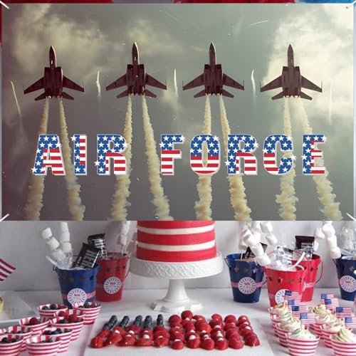 Image of B-Bn-059 US Air Force Banner Fighter Aircraft Armed Vintage Backdrop Decorations for Veterans Day American Military Veteran Retire Banner Photography Background Booth Props Decorations Supplies