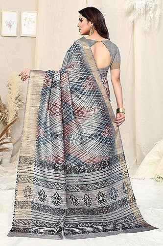 Image of MIRCHI FASHION Women Saree Cotton Silk Batik Block Printed | Breathable Office Wear and Regular Use Sari with Blouse Piece
