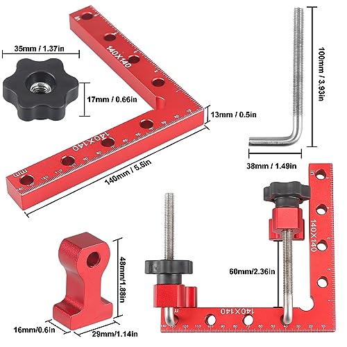 90 Degree Clamp, Cabinet Clamp, Aluminum Corner Brace 5.5" X 5.5" (14 X 14 Cm), Woodworking Tool Corner Clamp, Right Angle Clamp, Drawer, Picture Frame (4 Pcs