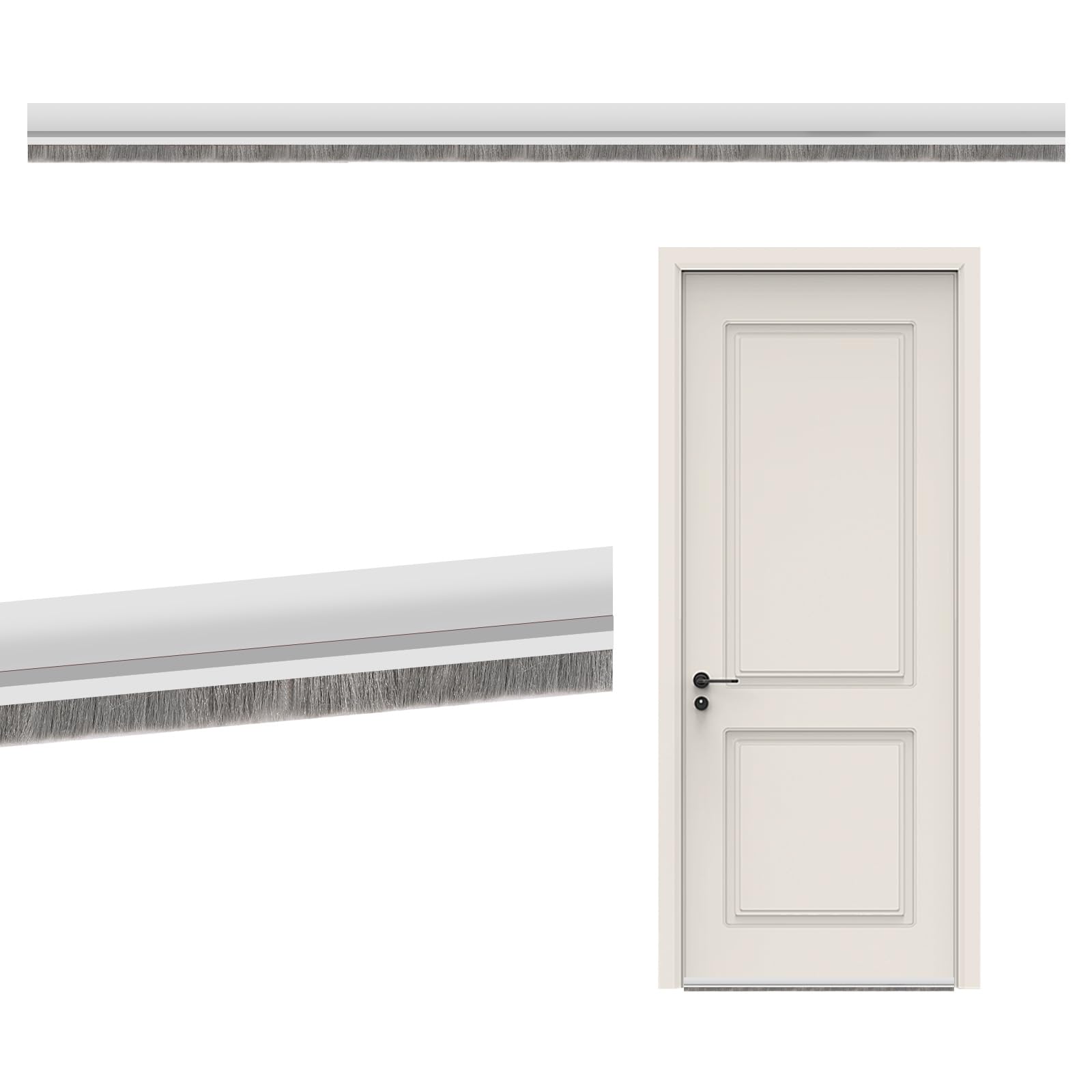 Burlete Puerta Entrada Cepillo Puerta Entrada Autoadhesivo Burlete Bajo Puerta 100 cm Burlete Puerta Exterior para Puertas Interiores y Delanteras (Blanco)