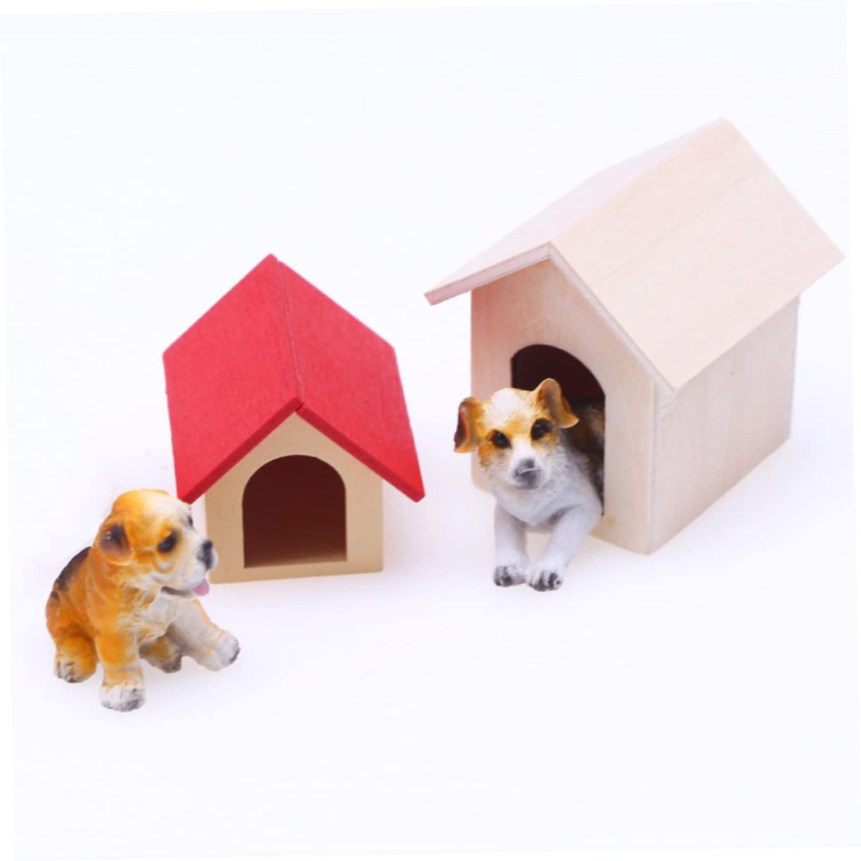 Amazon.co.jp: 2個ミニ犬小屋猫の家木製ペットハウスミニチュア