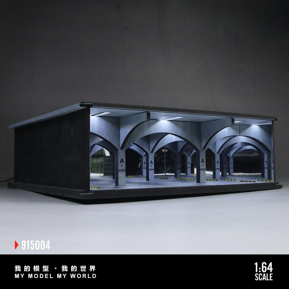 Modèle de garage diorama 1:64, éclairage LED extensible, modèle de parking souterrain extensible, modèle de vitrine de scène Diecast, modèle de bâtiment d'atelier
