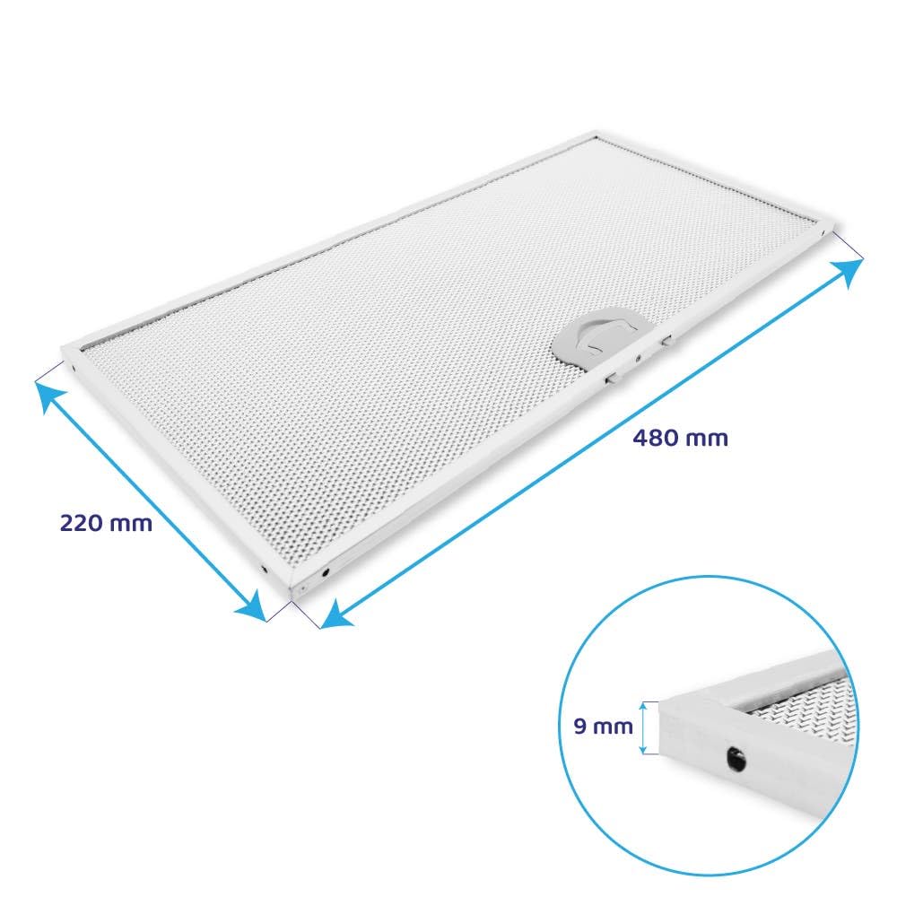 AllSpares Metalowy filtr przeciwtłuszczowy do okapów kuchennych odpowiedni do Airone ACFMAA9X48X22MC000 | zamiennik do Vivaldi | Metalowy filtr do oddzielania tłuszczu | 480 x 220 mm