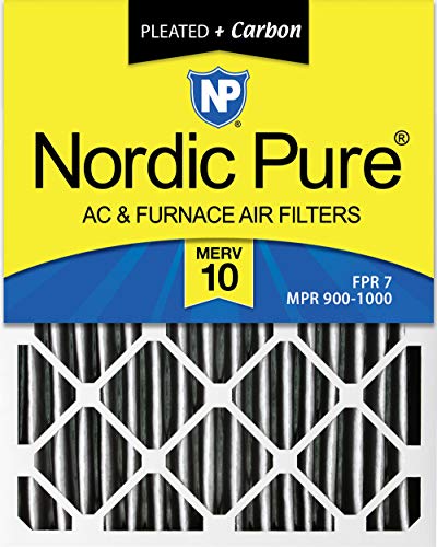 Nordic Pure 12x24x1 MERV 10 Pleated Plus Carbon AC Furnace Air Filters 2 Pack