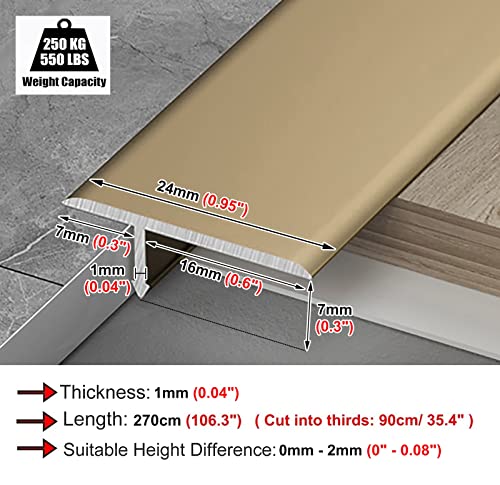 Barre de transition pour tapis et sol bande en T découpable de 270 cm de long - 3
