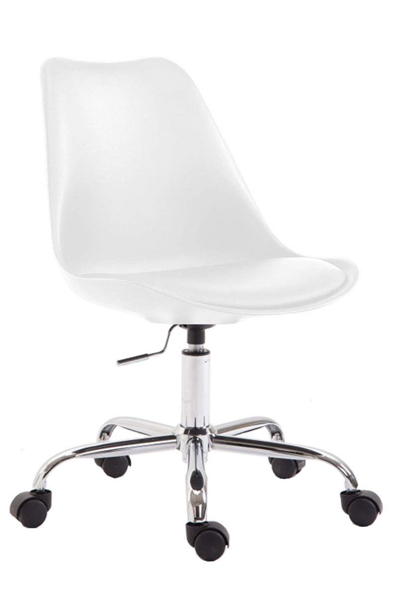 CLP Silla de Oficina Toulouse Estructura de Plástico I Silla de Escritorio Regulable en Altura I Silla Sala de Reuniones Giratoria I Silla Orden Color:Blanco