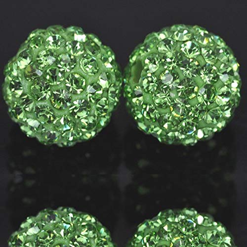 RUBYCA Pave Czech Crystal Disco Ball Clay Beads fit Shamballa Jewelry (100pcs, 12mm, Green) - Image 3