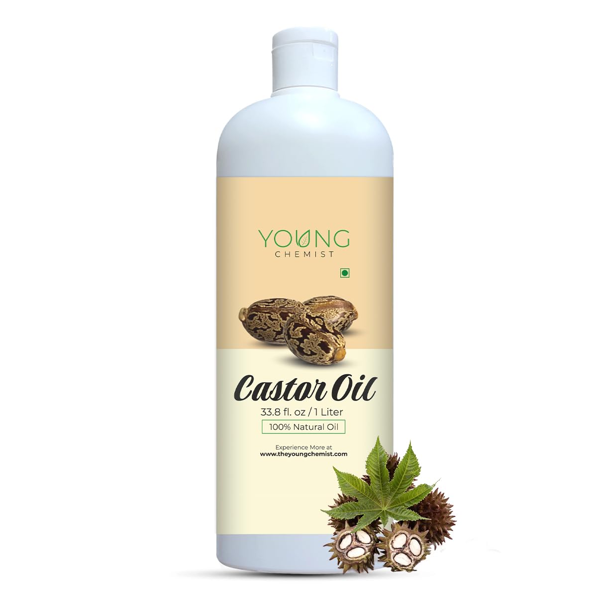 Young Chemist Cold Pressed Virgin Castor Oil | Arandi Tel | For Hair Growth, Nail cuticles, Eyelash, Eyebrows | Suitable For All Hair Types | Edible | 1 Litre