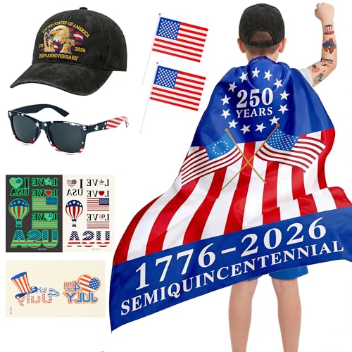 Disfraz con capa bandera americana para niños