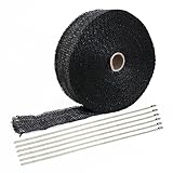 ライズコーポレーション マフラーバンテージ サーモバンテージ 耐熱 1200℃ 50mm 15m 結束バンド付 ブラック 黒 マフラー エキマニ エキゾースト 熱対策 バイク