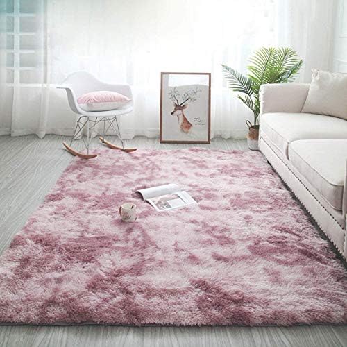 Area Rugs Fluffy Bedroom Carpet Soft Floor Mat Anti-Slip Living Room Rugs Shaggy Plush Carpets for Living Room Home Decor (120 * 160cm, Grey white)