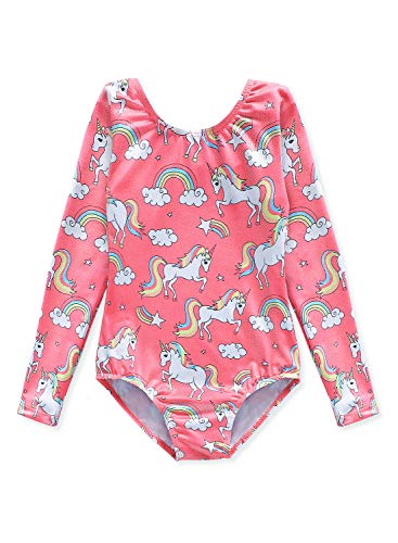 HOZIY Gymnastics Leotards for Girls Unicorn Pink Purple Sparkly Dancewear Activewear Quick Dry