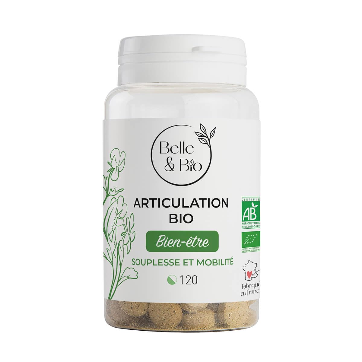 Belle&Bio - Articulation Bio - 120 comprimés - Articulation - Certifié Bio par Ecocert - Harpagophytum, Cassis et Bambou - Fabriqué en France