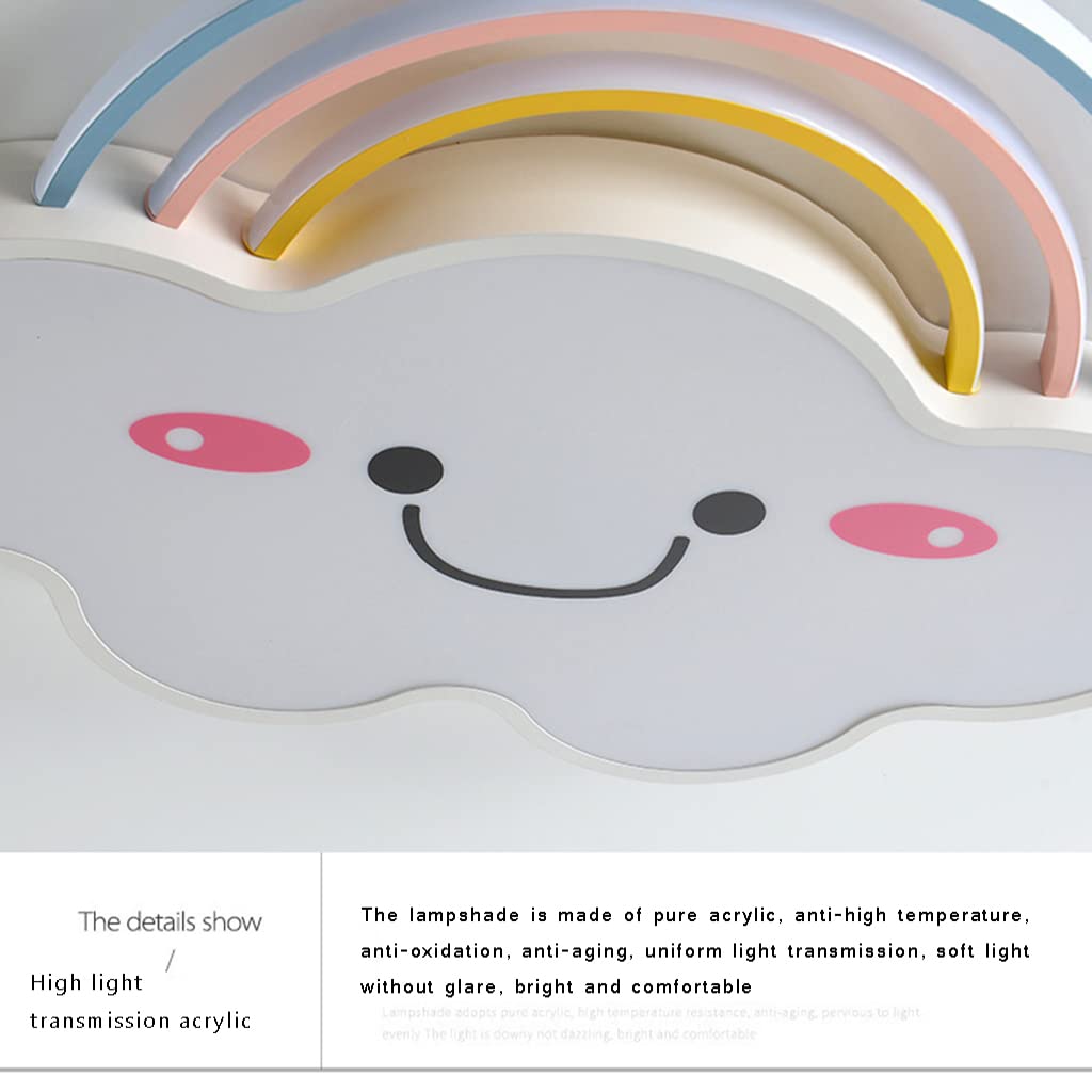 LED Deckenleuchte Regenbogen Wolke Licht Kinderzimmer Lampen Schlafzimmer Moderne Dimmbar Mit Fernbedienung Deckenlampe Kreative Designer Hängeleuchte Für Schlafzimmer Cartoon Lampen (White,60CM)