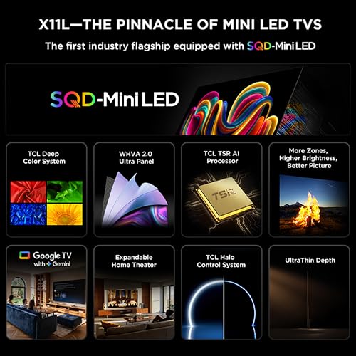 Image of TCL 98 Inch Class X11L | SQD-Mini LED | 98X11L, 2026 Model | 144HZ Ultimate Brightness & Contrast Dolby Vision | Up to LD20K Precise Dimming | Gemini AI Smart Google TV | Dolby Atmos Bang & Olufsen