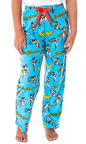 DC Comics Girls' Wonder Woman Vintage Character Allover Pattern Kids Lounge Sleep Pajama Pants