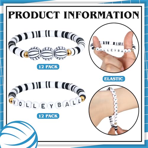 24 Pack Team Gifts Ball Letter Clay Beaded Bracelet Bulk Sport Party Favors Adjustable Sports Charms Bracelets Ball Player Coach Games Day Gifts for Teen Women Man Adults3