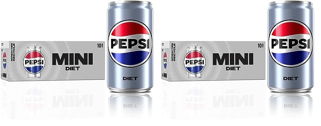 Diet Pepsi Soda, 7.5 Ounce Mini Cans, (Two packs of 10)