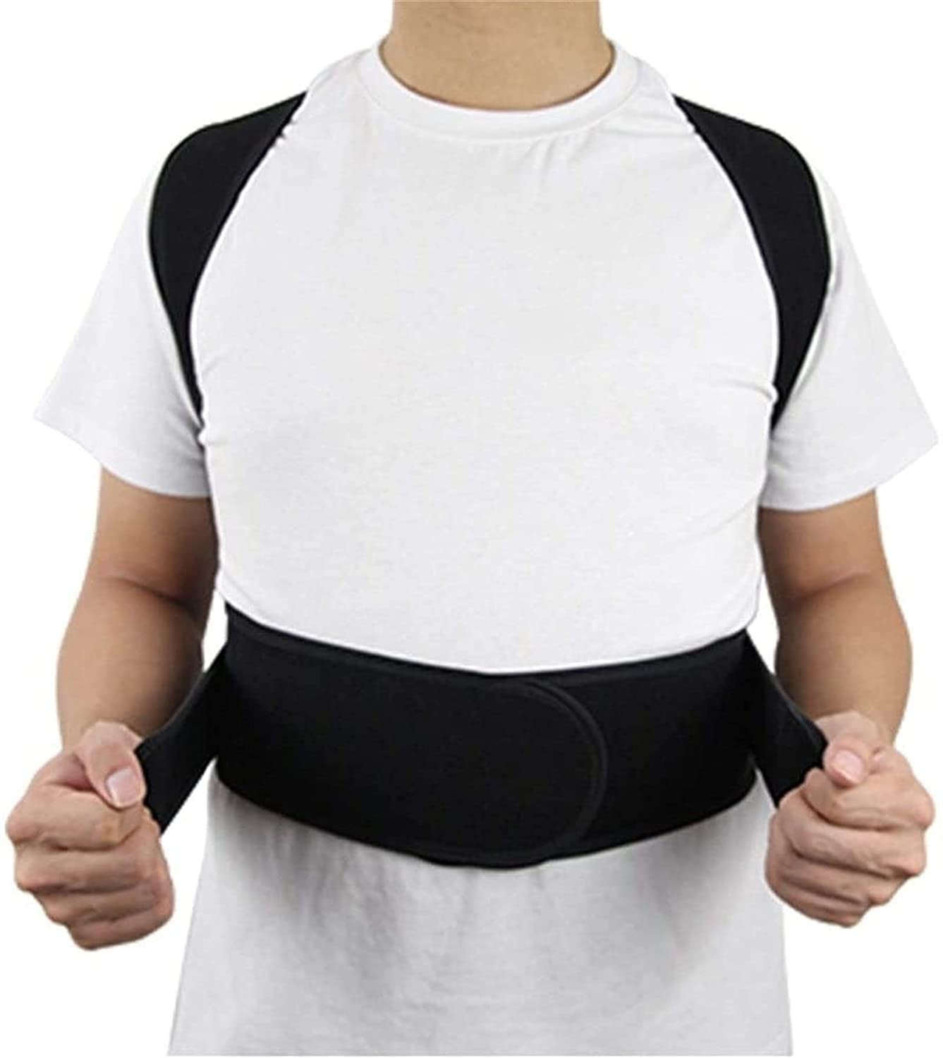 Correttore Posturale per Spalle con Supporto Completo per La Schiena per Uomo Donna Tutore Lombare Corsetto Cintura per La Schiena per Sollievo Gobbo Adolescente, Postura,Black-X-Large