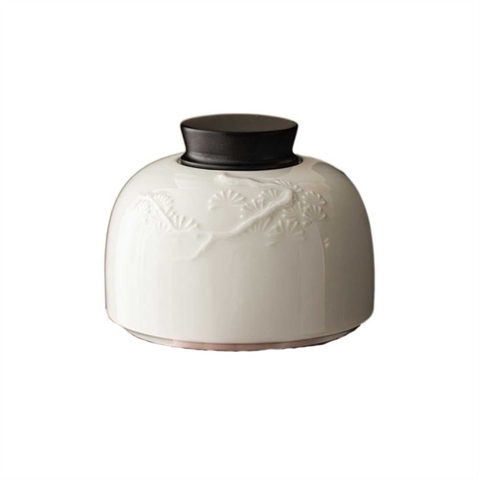 zhangrui1888 Tea Canister Embossed Pine Tree Ceramic Tea Canister Sealed Storage Jar Household Chinese White Porcelain Empty Small Tea Storage