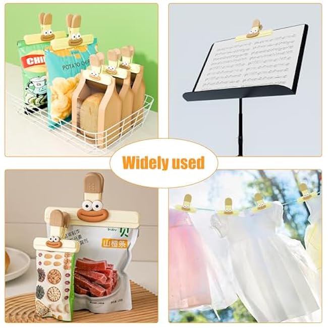 Chip Clips, Bag Clips for Food Storage with Airtight Seal Grip for Bread Bags, Snack Bags and Food Bags, 6 Pack Heavy Duty Large and Small Bread Clips for Kitchen and Office