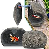 Upgraded Magnetic Detachable Aquarium Hideaway Rock Cave to Check Your Aquatic Pets to Breed, Play and Rest Safe and Non-Toxic Resin Fish Tank Viewing Hideout Ornaments