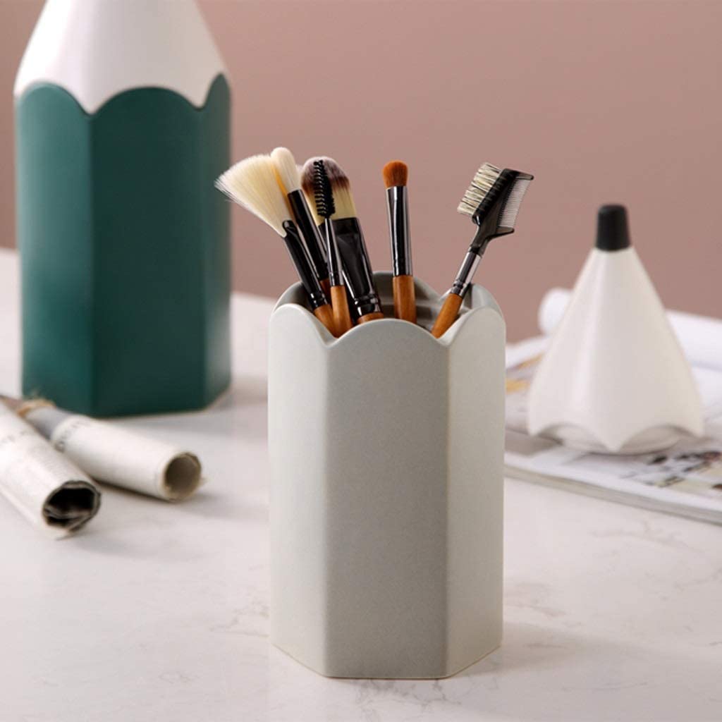 Portapenne da scrivania Portapenne Creativo in Ceramica, portapenne Durevole Multifunzione, portapennelli per Trucco di Grande capacità, cancelleria per Ornamenti da scr