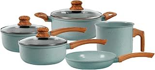 Jogo com 5 panelas de alumínio ecoglide marble - indução e gás - rev