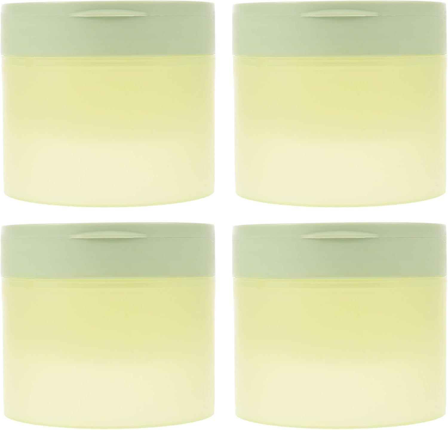 4pcs Green Plastic Cream Jar with Flip Top Lid and Spatula