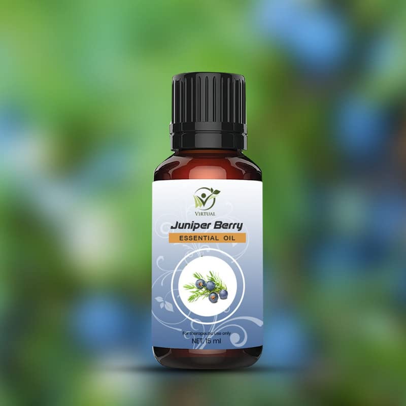 Image of VIRTUAL Juniper Berry Essential Oil For Hair & Skin Pure, Natural & Undiluted Oil For Aromatherapy Therapeutic Grade 15ML