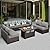 Valita 9-Piece Patio Rattan Furniture Set with Storage Table Outdoor Sectional Conversation Couch Brown PE Wicker Sofa with Washable Gray Cushions