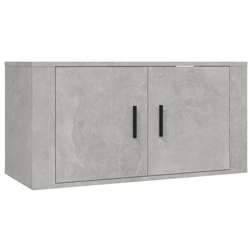2-TLG. TV-Schrank-Set Betongrau Holzwerkstoff, Wandmontage, Modernes Media-Center für Wohnzimmer, Schlafzimmer, 80/40 cm Breite, Stauraum