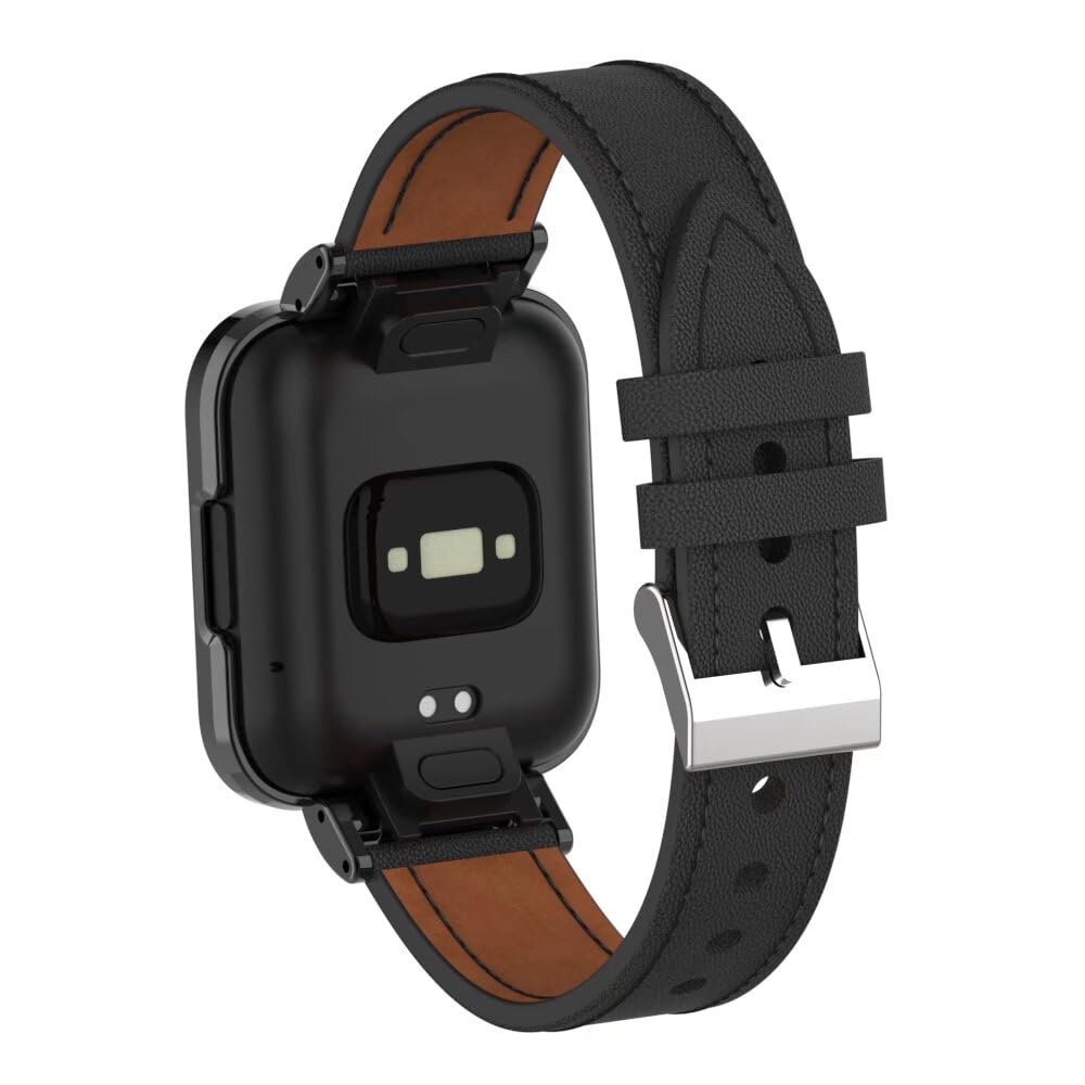 nuosiweilang Bracelet Compatible with Redmi Watch 2/Xiaomi Mi Watch Lite 2 Strap Leather,Classic Adjustable Replacement Sport Fitness Wristband for Men Women,Black - Image 4