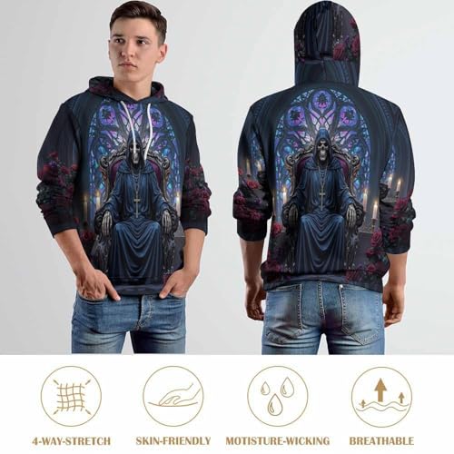Vitrail médiéval noir pull ample d'exception au design gothique travaillé