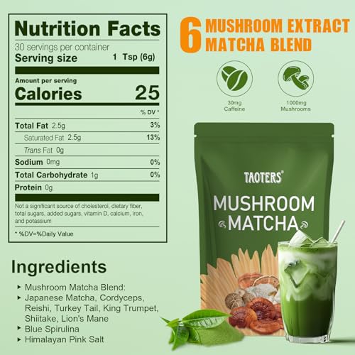 Té con 6 hongos adaptógenos y matcha ceremonial 30 serv. miniatura 2