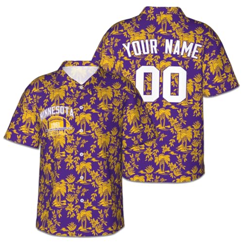 Personalized Minnesota Men's Summer Sports Hawaiian Shirts Football Custom Tropical Pattern Print Beach Novelty Button Shirts